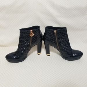 Tory Burch 8 boots patented leather croc Leigh